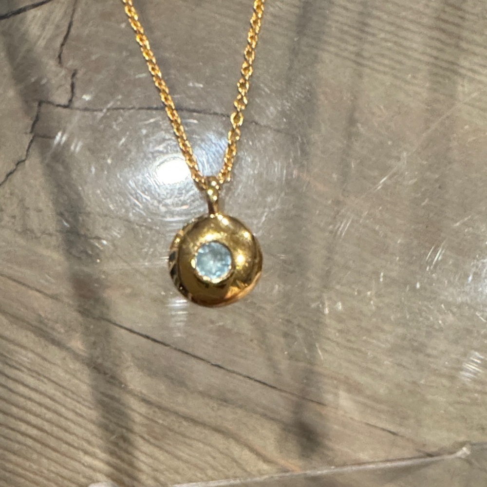 MONICA VINADER 18k Gold Vermeil Aquamarine Gemstone Necklace Pendant - Picture 4 of 7
